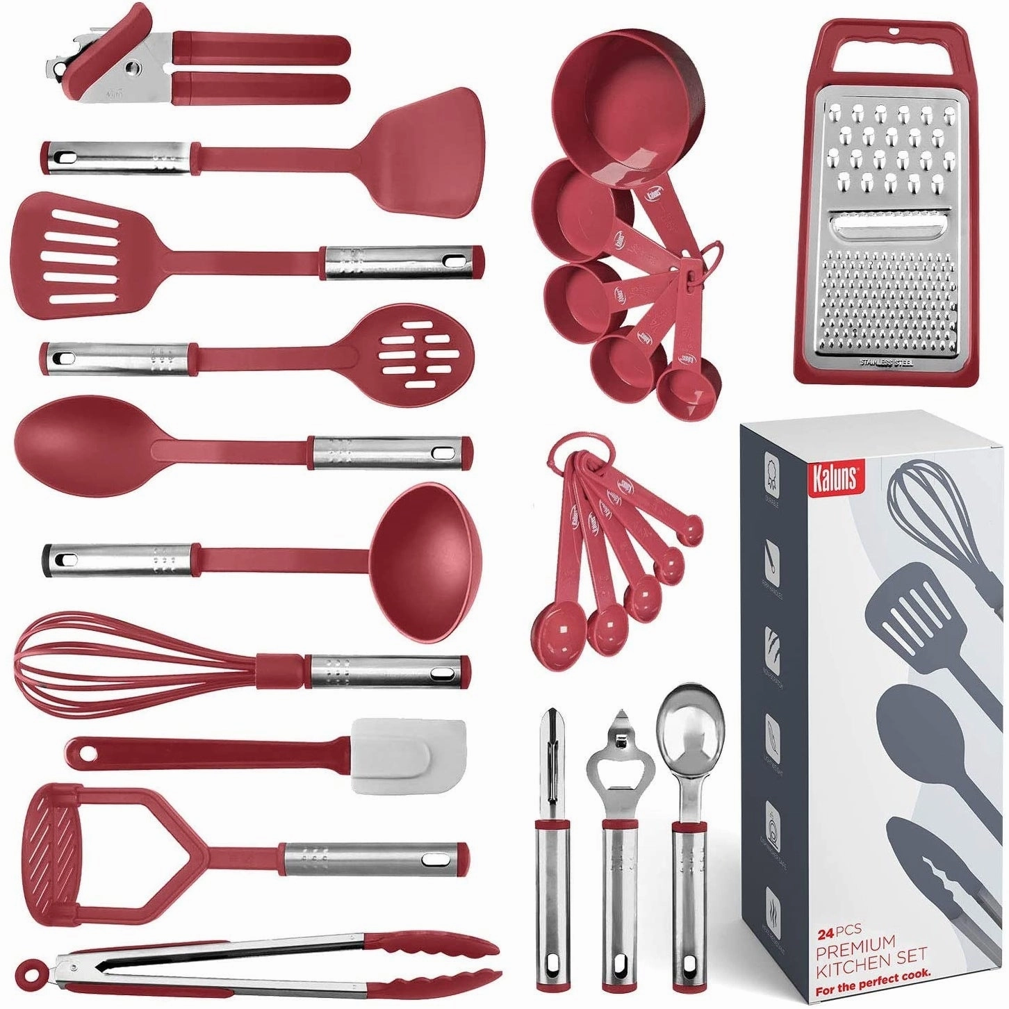 Kitchen Utensil Set, 24 Nylon and Stainless Steel Cooking Utensils