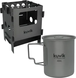Kuvik Titanium Compact Wood Stove & 450ml (15.2 oz) Titanium Cup Bundle