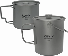 Kuvik 350ml (11.8 oz) Titanium Cup & 750ml (25.4 oz) Titanium French Press Bundle