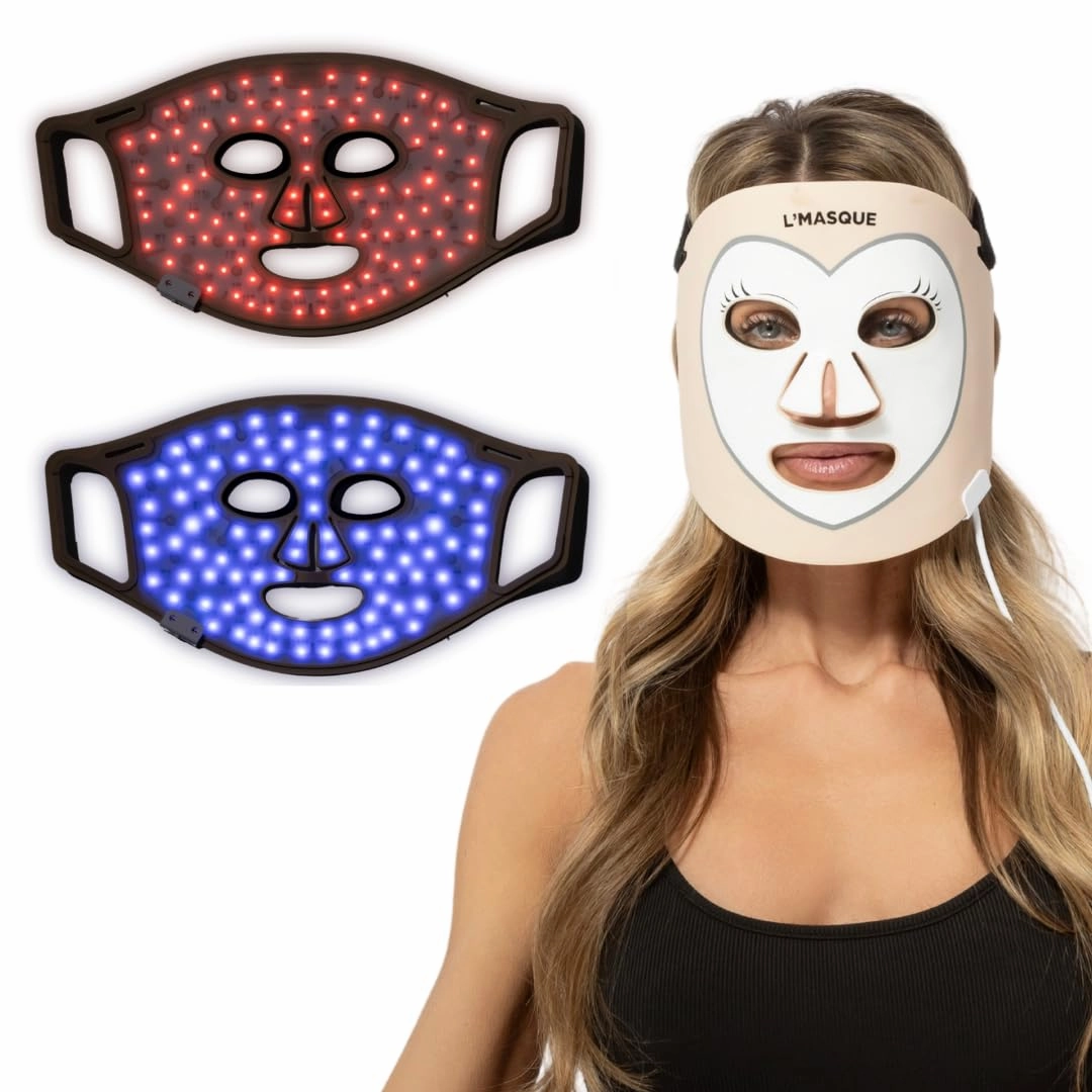 L’Masque LED Red Light Therapy Mask - Face Mask with Red Light, Blue Light, & Near Infrared Light Phototherapy - Treat Acne, Rejuvenate Skin, Reduce Wrinkles