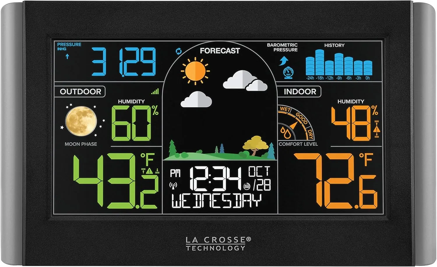 La Crosse Technology S77925-INT Wireless Color Weather Station, Black