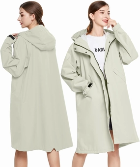 LAMA Long Raincoat for Women, Lightweight Rain Coat with Hooded, Waterproof Rain Jacket, Packable Rainwear