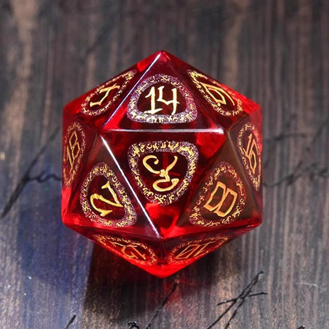 LANGWEI DND Dice Set Pretty Red Garnet Role Playing Dice Set, Handmade Dungeons and Dragons Polyhedral Dice Set for TRPG Table Games, Creative Gifts,D20