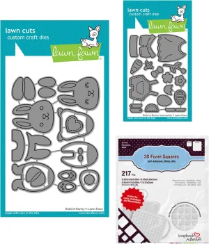 Lawn Fawn Build a Bunny 15 Piece Die Set, Bunny Accessories 16 Piece Die Set   217 Scrapbook Adhesives Foam Squares