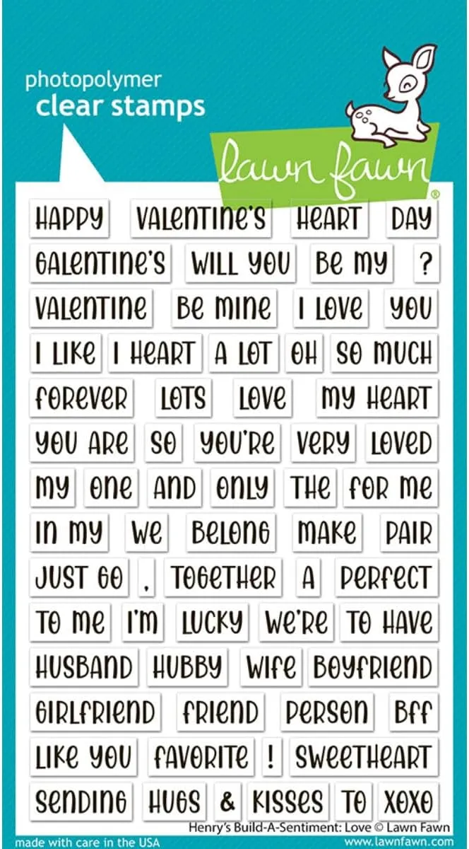 Lawn Fawn LF3605 Henry's Build-A-Sentiment: Love 4X6 Clear Stamp Set