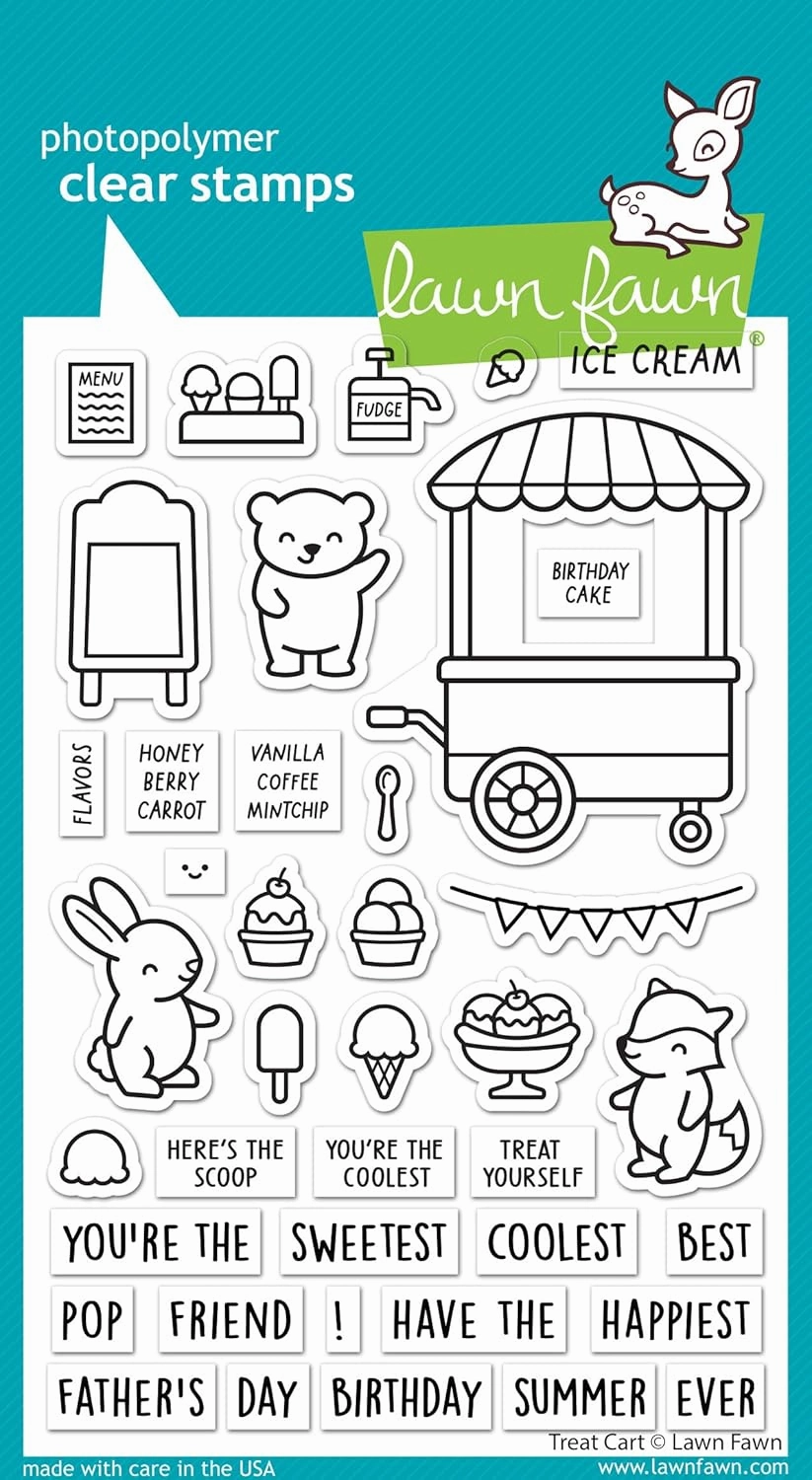 Lawn Fawn LF3408 Treat Cart 4X6 Clear Stamp Set
