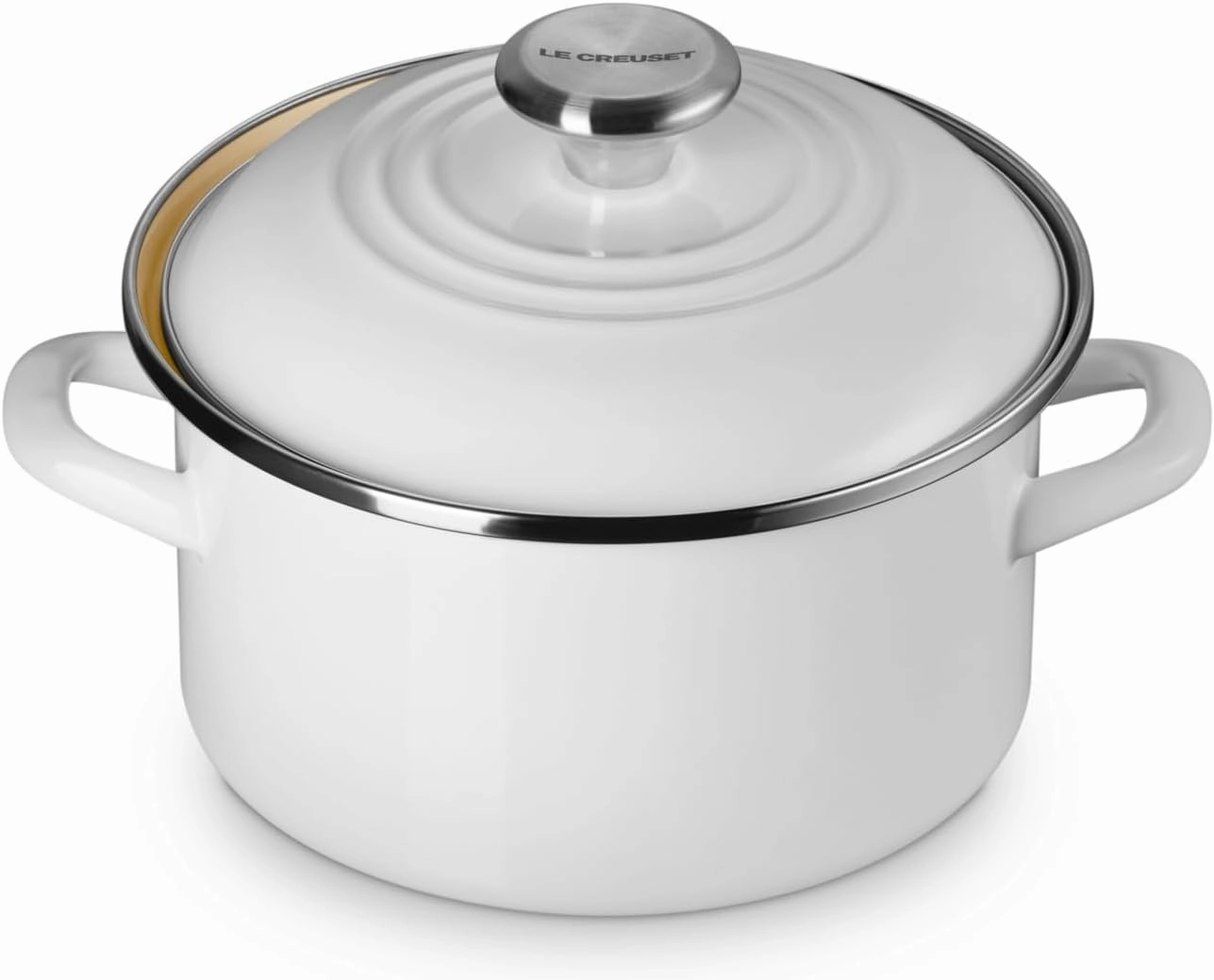 Le Creuset Enamel on Steel Traditional Petite Stockpot, 3.8qt., White