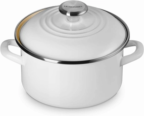 Le Creuset Enamel on Steel Traditional Petite Stockpot, 3.8qt., White