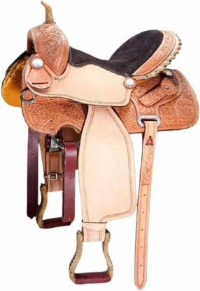 Leather Barrel Racing Western Horse Saddle Handmade Premium Horseback Comfort Riding Trail Equestrian Tooled Carved Horse Sdadles for Horse Riding Size: 10"-18" inches Seat, MOB277