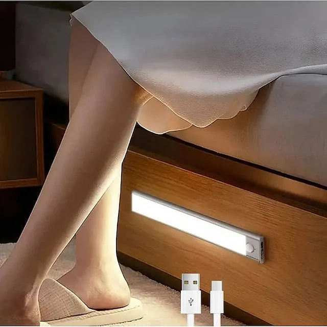 LED Motion Sensor Light Wireless Wall Lamp USB LED Night Lights USB Rechargeable Night Lamps For Kitchen Cabinet Wardrobe Lamp Staircase 10/20/30/40CM