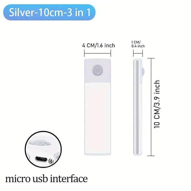 LED Motion Sensor Light Wireless Wall Lamp USB LED Night Lights USB Rechargeable Night Lamps For Kitchen Cabinet Wardrobe Lamp Staircase 10/20/30/40CM