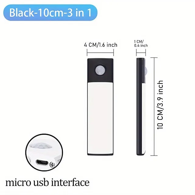 LED Motion Sensor Light Wireless Wall Lamp USB LED Night Lights USB Rechargeable Night Lamps For Kitchen Cabinet Wardrobe Lamp Staircase 10/20/30/40CM