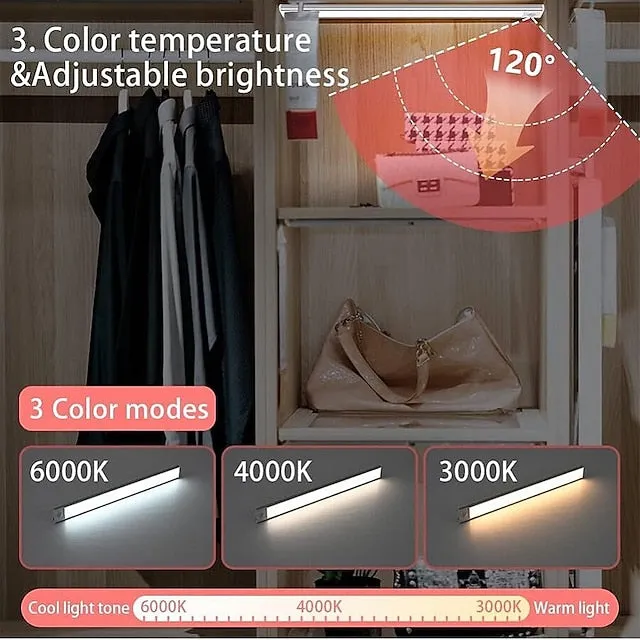 LED Motion Sensor Light Wireless Wall Lamp USB LED Night Lights USB Rechargeable Night Lamps For Kitchen Cabinet Wardrobe Lamp Staircase 10/20/30/40CM