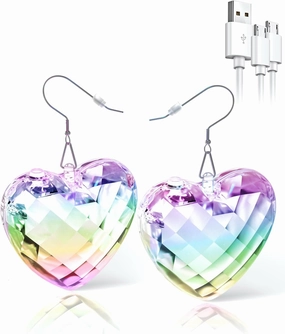 LED Earrings Light Up Earrings 16 Light Modes Rechargeable Disco Heart Earrings for Women Disco Party Decorations & Rave Accessories