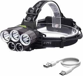 LED Headlamp Rechargeable,6 Mode 25000 High Lumen Bright 5 LED Head Lamp with Red White Light,IPX5 Waterproof Headlights,Head Lamps for Hiking Fishing Camping Running Hunting
