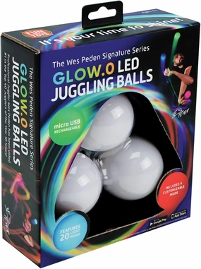 LED Juggling Glow Balls – Unique Wes Peden Model Glow.0 Technology w/ 20 Vibrant Color Light Modes & Patterns – USB Rechargeable, Soft-Core, Pro-Weighted Light Up Ball (Set of 3)