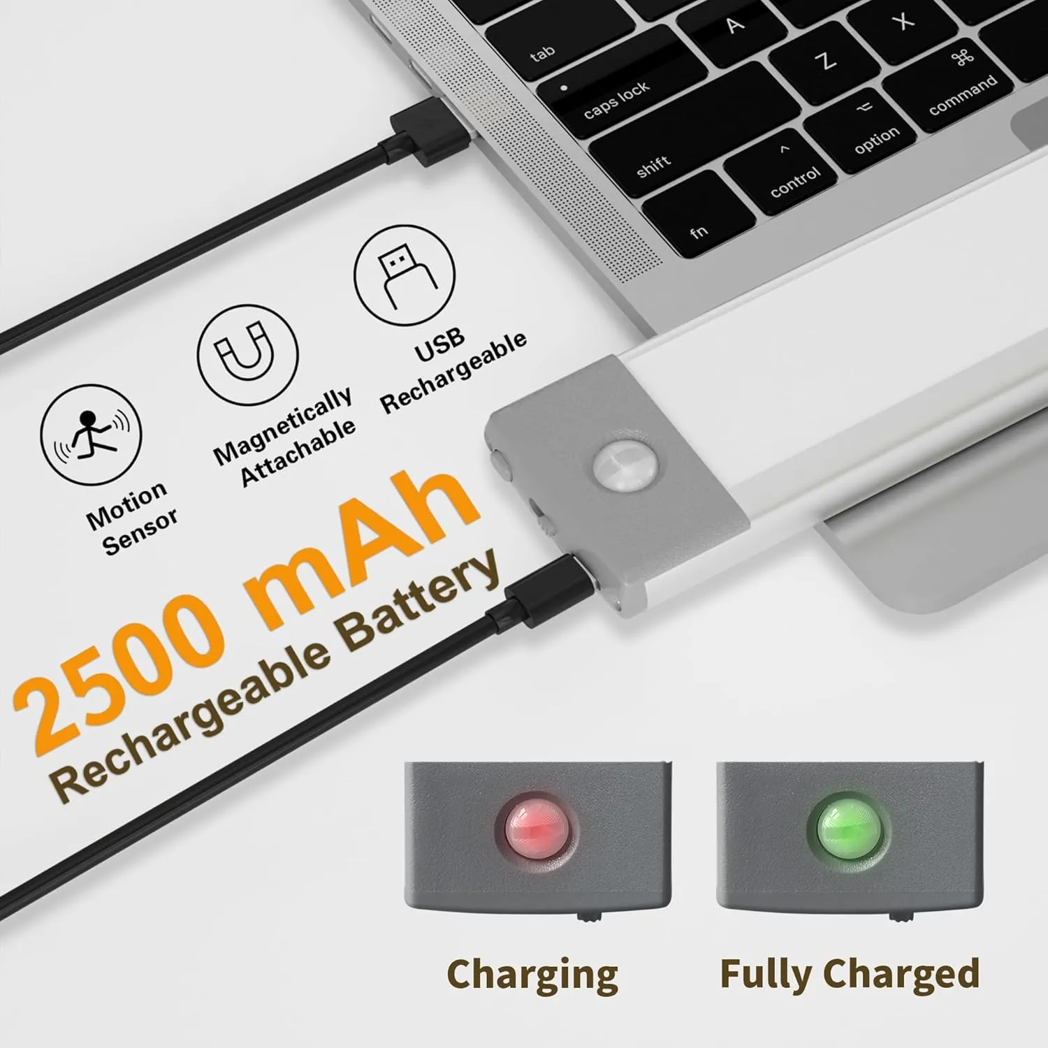 LEPOTEC 2 Pack Under Cabinet Lighting,54 LED Motion Sensor Light Indoor,2500mah Rechargeable Under Counter Lights Wireless,Magnetic Battery Operated Closet Night Lights for Kitchen,Bedroom,Stairway