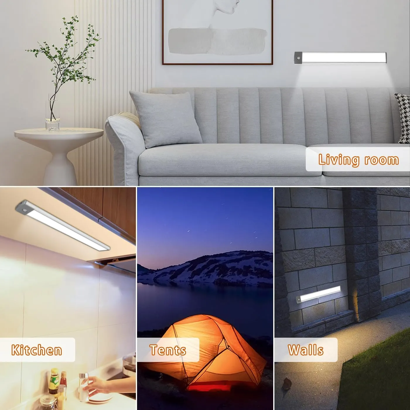 LEPOTEC 2 Pack Under Cabinet Lighting,54 LED Motion Sensor Light Indoor,2500mah Rechargeable Under Counter Lights Wireless,Magnetic Battery Operated Closet Night Lights for Kitchen,Bedroom,Stairway