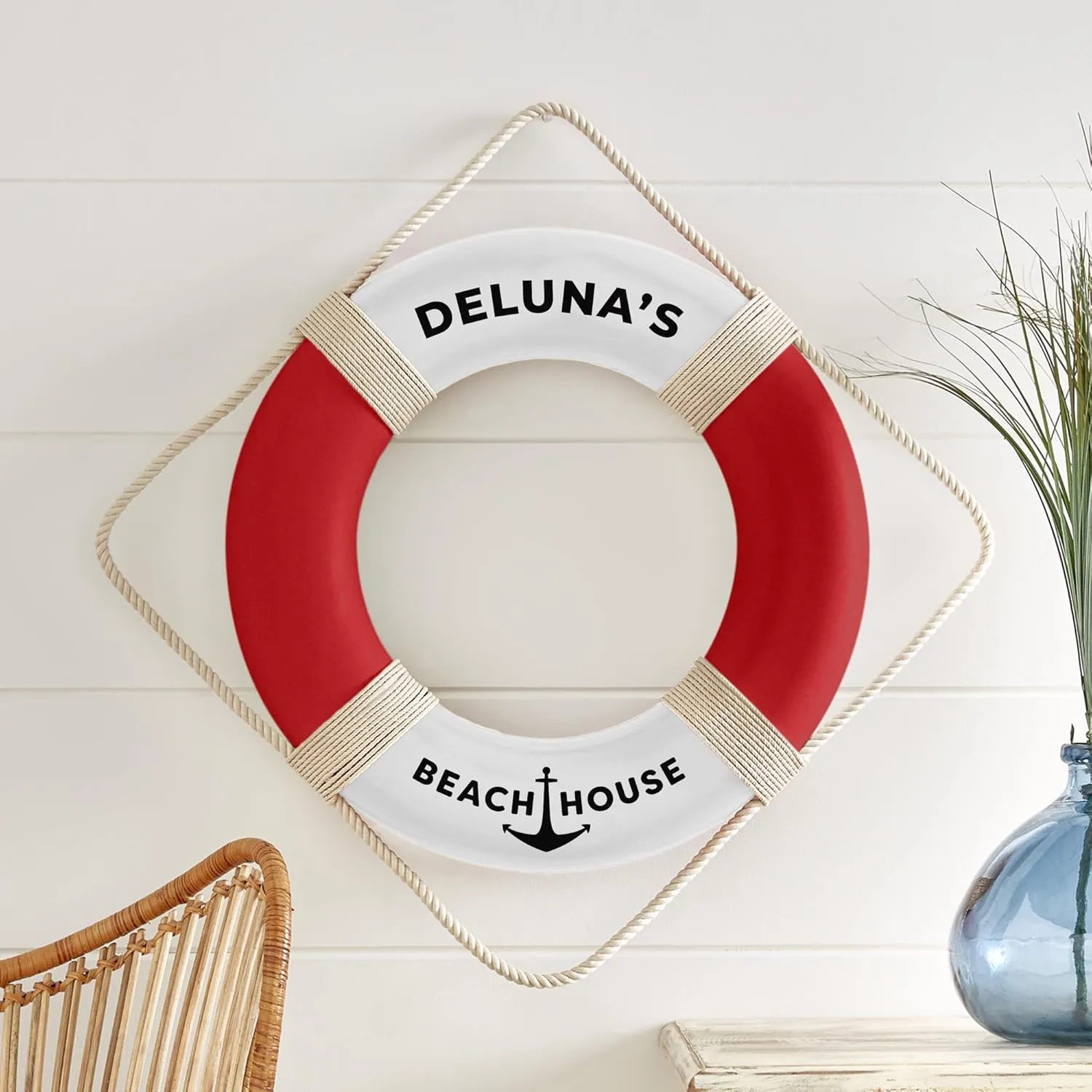 Let's Make Memories Personalized Decorative Life Preserver Ring - Custom Unique Pool, Boat, Beach House Decor - Weather-Durable Fabric - Personalize with Message - 21' dia. - Serif