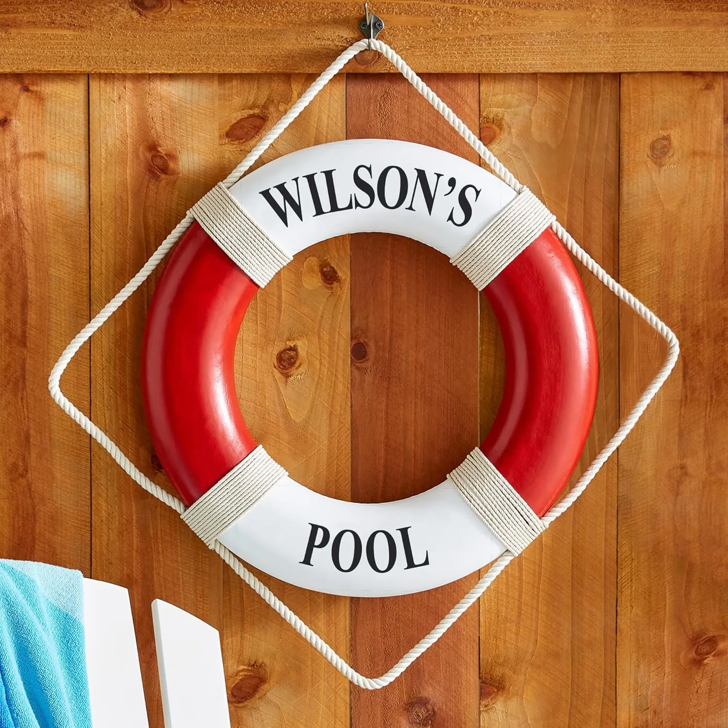 Let's Make Memories Personalized Decorative Life Preserver Ring - Custom Unique Pool, Boat, Beach House Decor - Weather-Durable Fabric - Personalize with Message - 21' dia. - Serif
