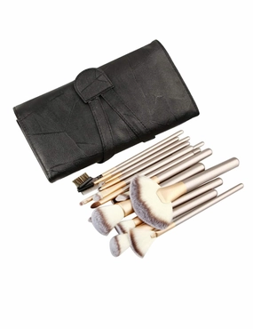 Letuwj 18 Piece Makeup Brush Set for Foundation Blush Concealer with Bag Black Bag Golden 2