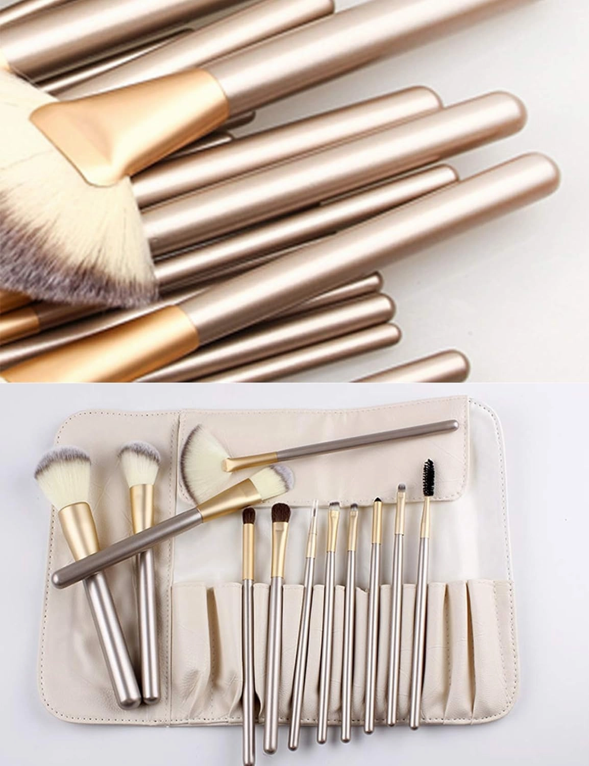 Letuwj 18 Piece Makeup Brush Set for Foundation Blush Concealer with Bag Black Bag Golden 2