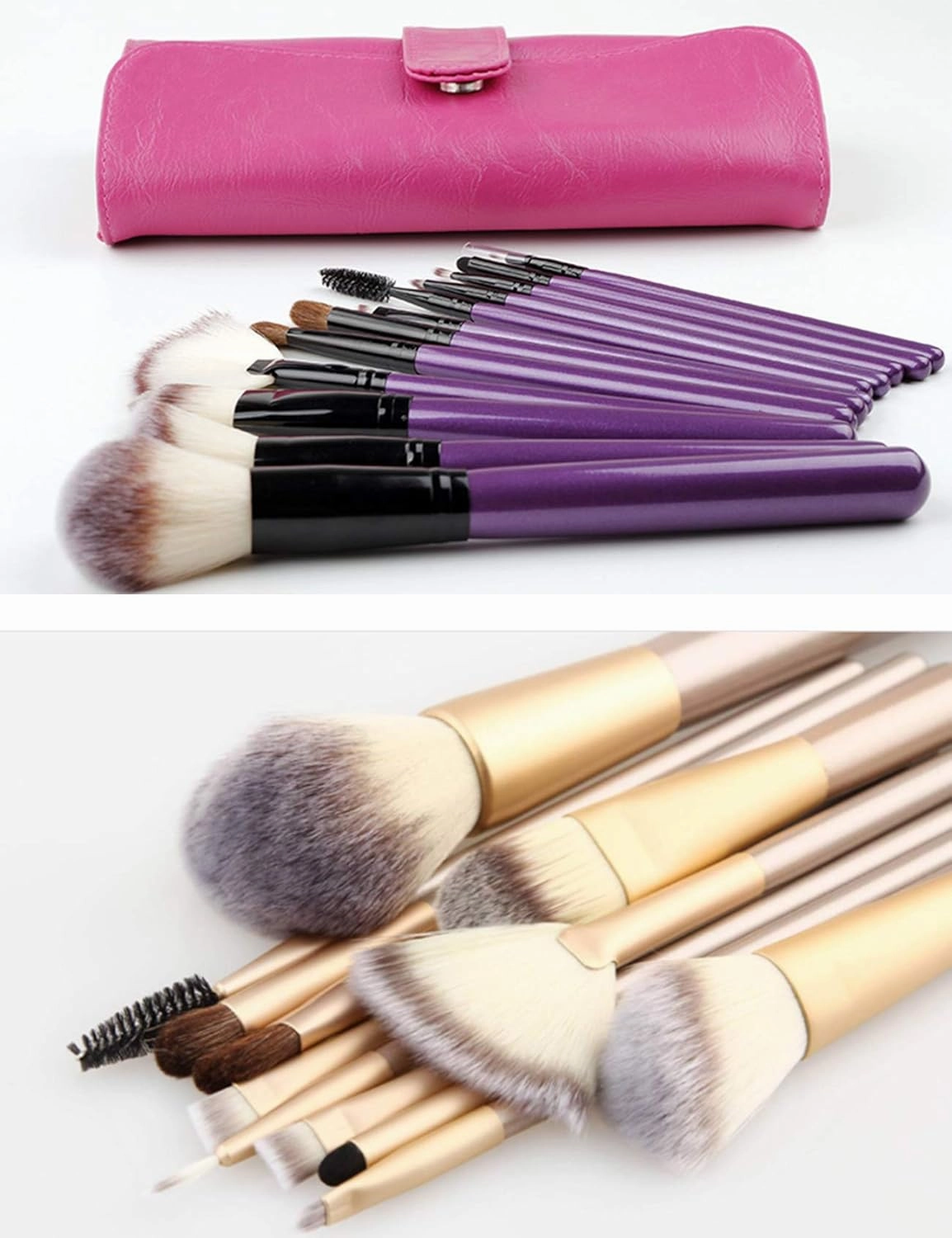 Letuwj 18 Piece Makeup Brush Set for Foundation Blush Concealer with Bag Black Bag Golden 2