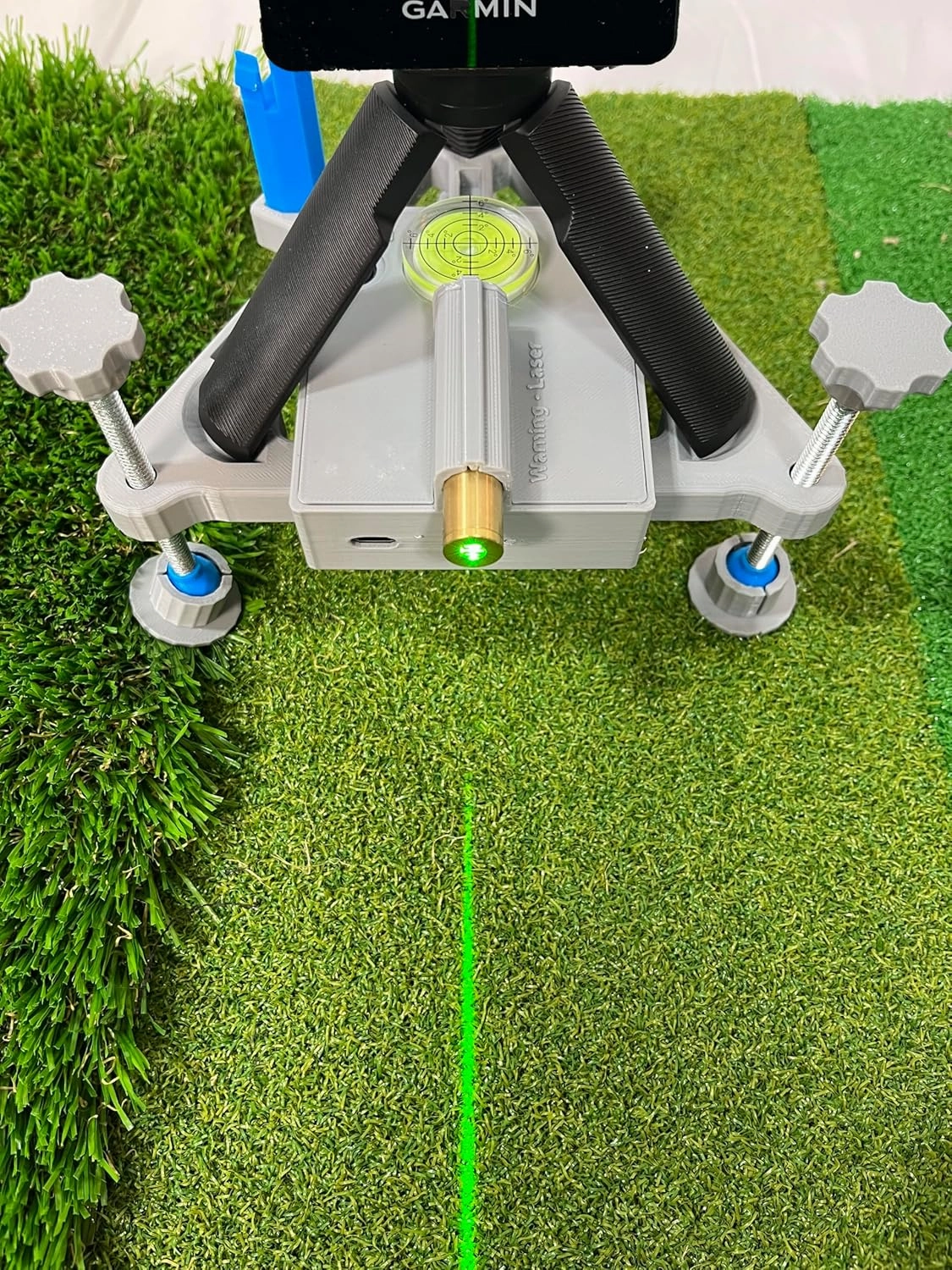Leveling and Alignment Stand with Rechargeable Battery and Integrated Green Alignment line for Garmin R10 Launch Monitor