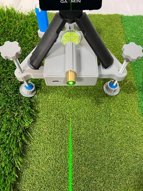 Leveling and Alignment Stand with Rechargeable Battery and Integrated Green Alignment line for Garmin R10 Launch Monitor