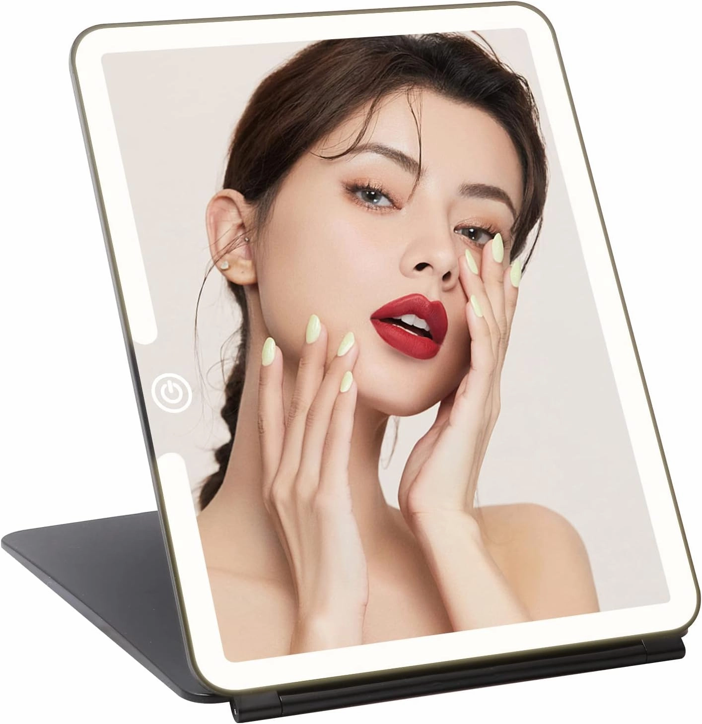 Lighted Makeup Mirror 9.85x7.5in Portable Makeup Mirror with 3 Adjustable Light Settings, 3000mAh USB Rechargeable Compact Travel Vanity Mirror for Cosmetic(Black)