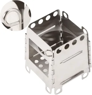 Lightweight Portable Wood Burning Camping Stove, Stainless Steel Folding Stove, Efficient Airflow System, Versatile Fuel Options, Premium Stainless Steel Construction, Ideal for