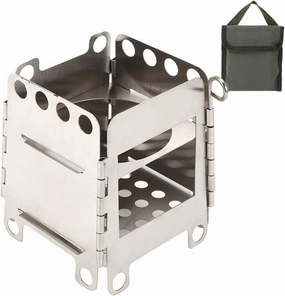 Lightweight Portable Wood Burning Camping Stove, Stainless Steel Folding Stove Outdoor Hiking Camping Picnic Backpacking Stove