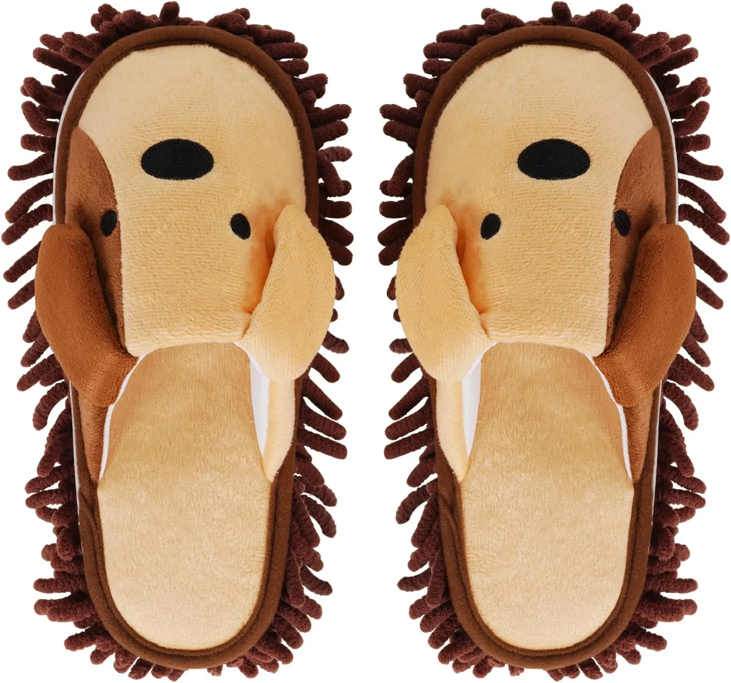 Liitrton Washable Chenille Microfiber Slippers Floor Dust Dirt Hair Detachable Microfiber Mop Slippers for Office Home Room (Brown, Women 4.5-6)