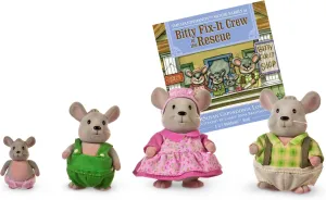Li'l Woodzeez – Handydandy Mice Family Set – 4 Collectible Doll Figures with Storybook – Pretend Play Toy – Gift for Kids Age 3 