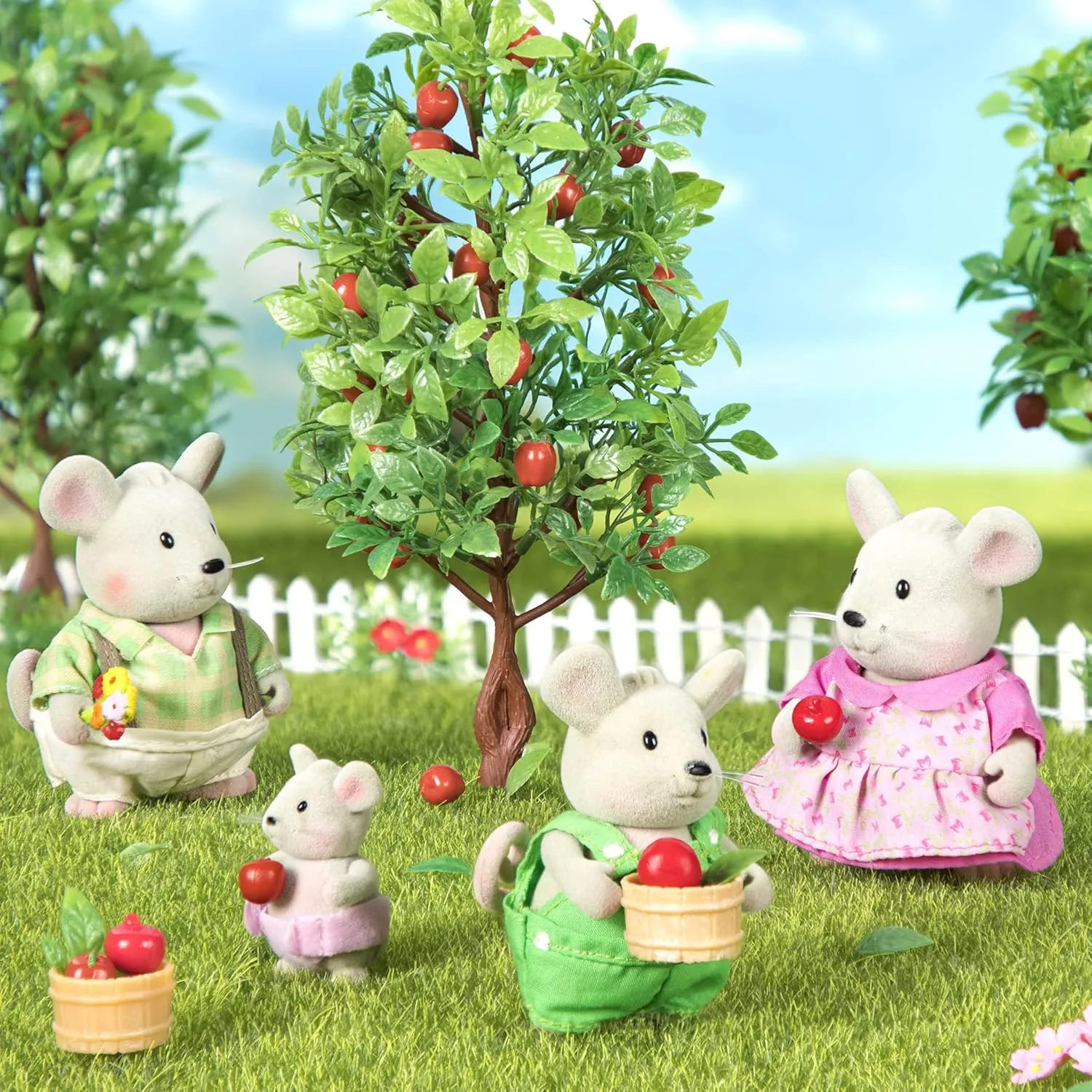 Li'l Woodzeez – Handydandy Mice Family Set – 4 Collectible Doll Figures with Storybook – Pretend Play Toy – Gift for Kids Age 3 