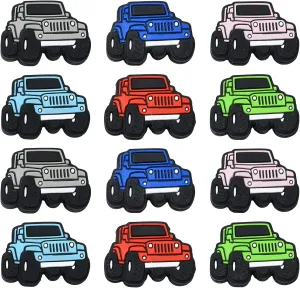 LiQunSweet 12 pcs 6 Colors Creative Car Shaped Focal Silicone Beads Transportation Spacer Beads for DIY Jewelry Bracelet Necklace Earring Craft Bag Pen Keychain Decoration