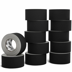 Lockport Black Gaffers Tape 2 inch x 30 Yards - 12 Pack Pro Black Gaff Tape - Bulk Pack - No Residue, Water Resistant, Non-Reflective, Easy Tear - Multipurpose