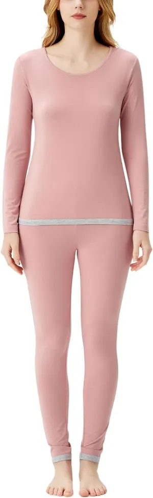 Long Johns Sets Thermal Underwear for Women Lightweight Base Layer Snug fit Pajamas Set, Viscose Made from Bamboo