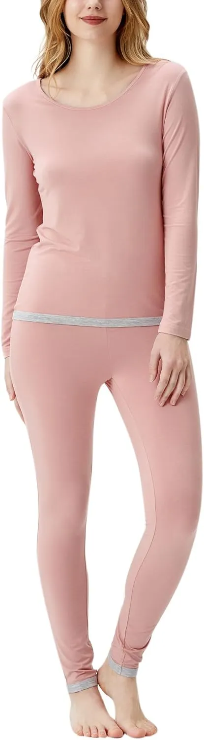 Long Johns Sets Thermal Underwear for Women Lightweight Base Layer Snug fit Pajamas Set, Viscose Made from Bamboo
