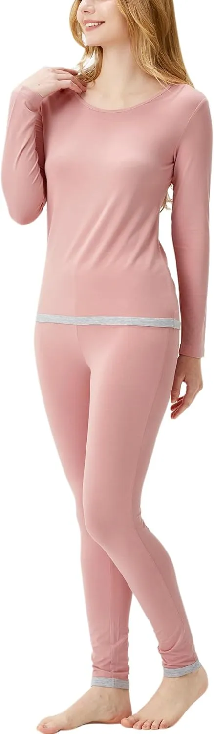 Long Johns Sets Thermal Underwear for Women Lightweight Base Layer Snug fit Pajamas Set, Viscose Made from Bamboo