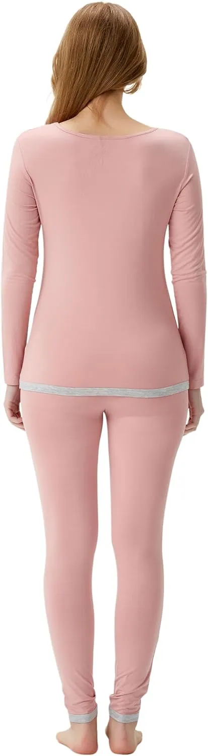 Long Johns Sets Thermal Underwear for Women Lightweight Base Layer Snug fit Pajamas Set, Viscose Made from Bamboo