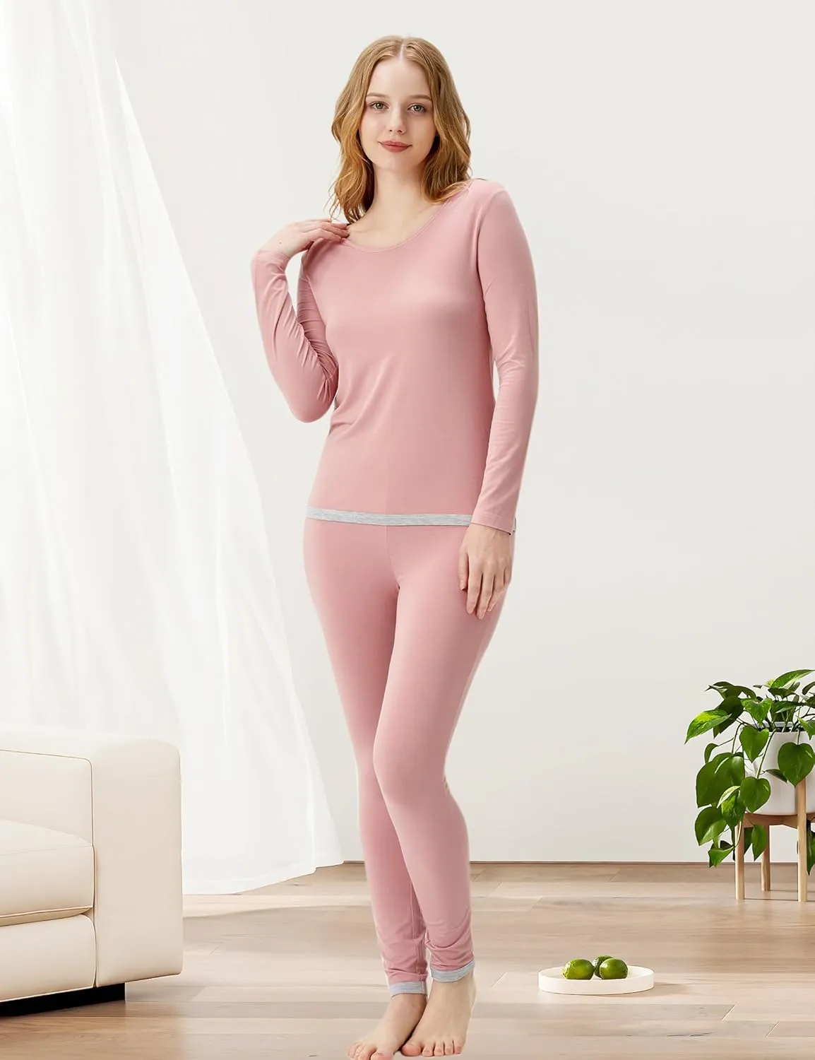 Long Johns Sets Thermal Underwear for Women Lightweight Base Layer Snug fit Pajamas Set, Viscose Made from Bamboo