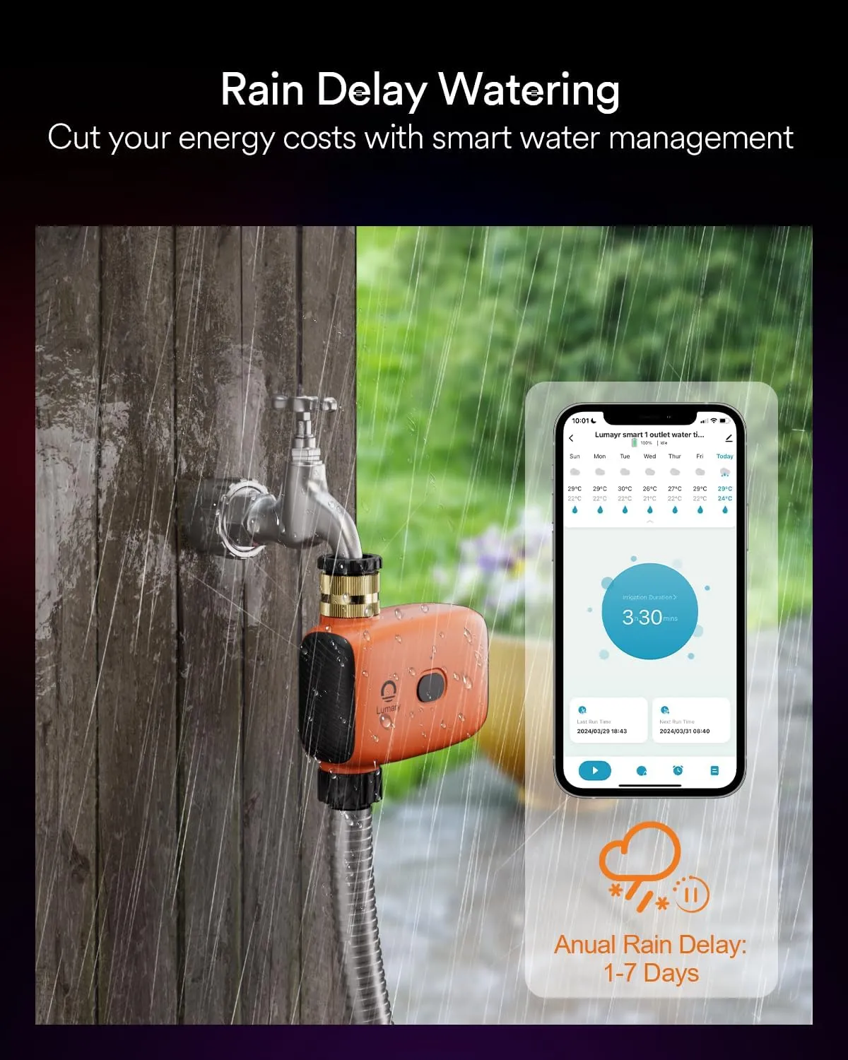 Lumary WiFi Water Timer for Garden Hose, Battery Sprinkler Timer for Watering Brass Inlet Outdoor, Rain Delay/Remote/Manual/Automatic Drip Irrigation System Programmable Faucet, Compatible with Alexa