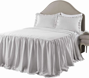 Lush Decor Lush Décor Ticking Stripe Bedspread Gray Vintage Chic Farmhouse Style Lightweight 3 Piece Set King,