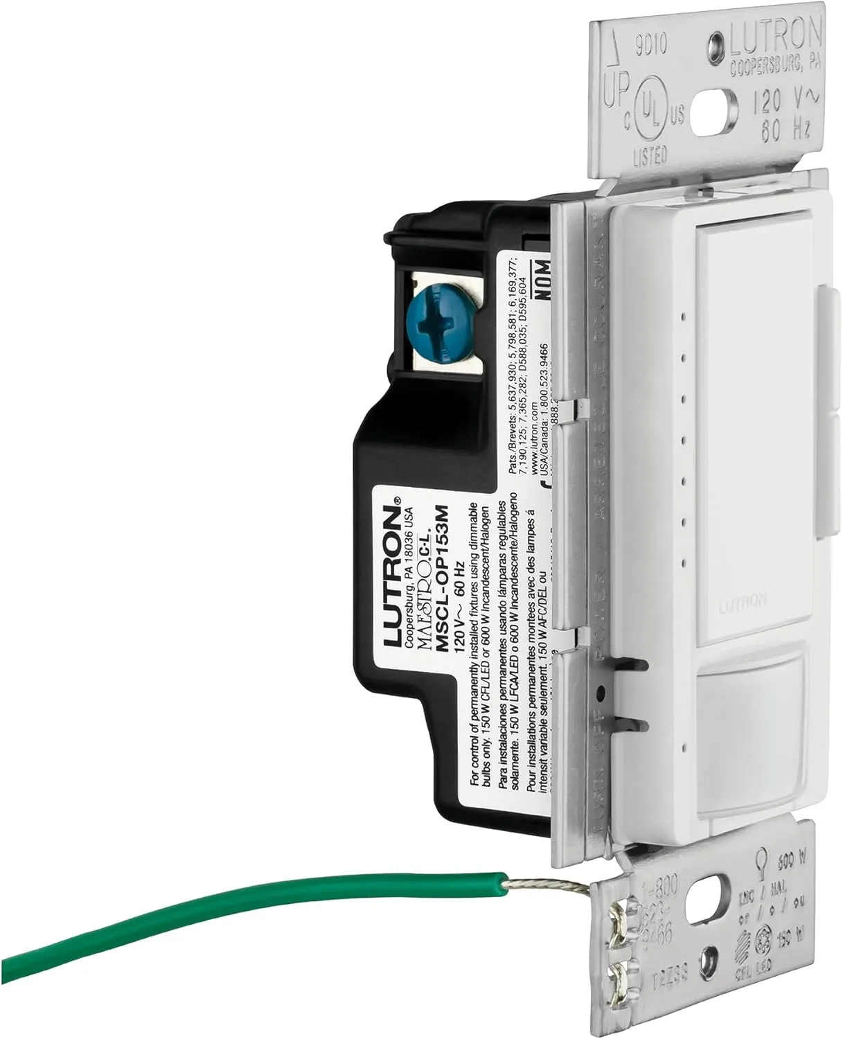 Lutron Maestro LED  Dimmer and Vacancy Sensor, Single Pole and Multi-Location, MSCL-VP153M-BR, Brown