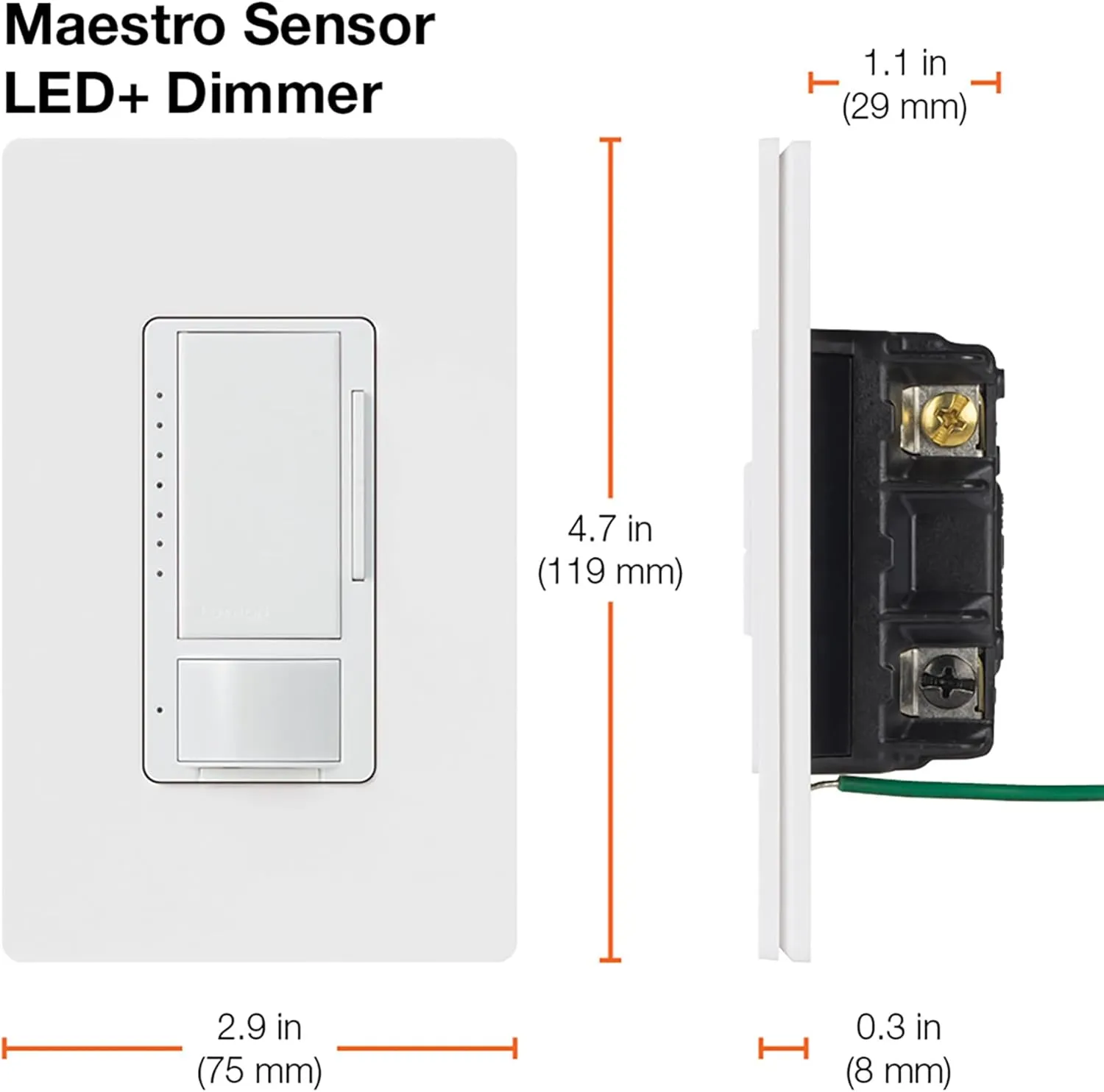 Lutron Maestro LED  Dimmer and Vacancy Sensor, Single Pole and Multi-Location, MSCL-VP153M-BR, Brown