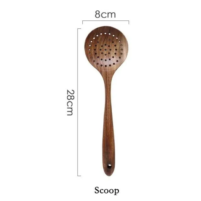 Luxora Arthur Cooking Set - Eco-Friendly Teak Wood Utensils