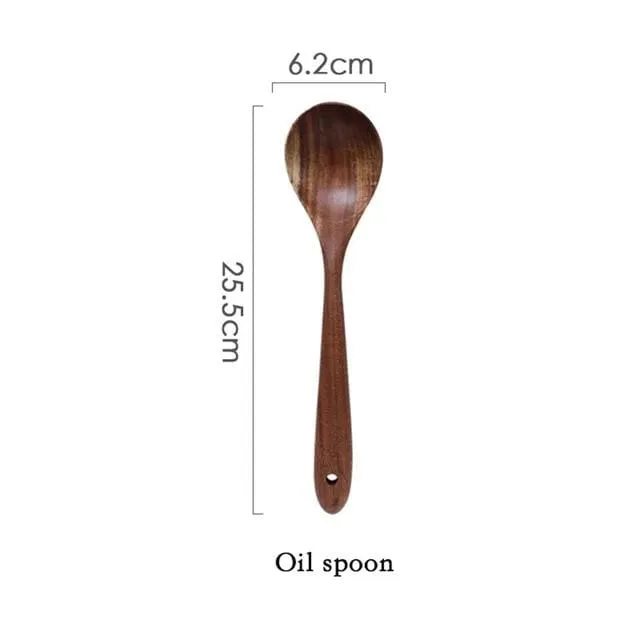 Luxora Arthur Cooking Set - Eco-Friendly Teak Wood Utensils