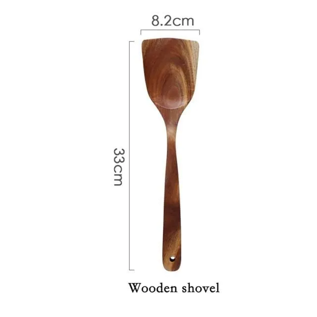Luxora Arthur Cooking Set - Eco-Friendly Teak Wood Utensils