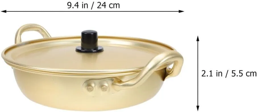 Luxshiny Korean Ramen Cooking Pot Lightweight Aluminum Instant Noodles Pot Lid Double Handle Design for Camping Hiking and Picnics Fast Heating Cookware